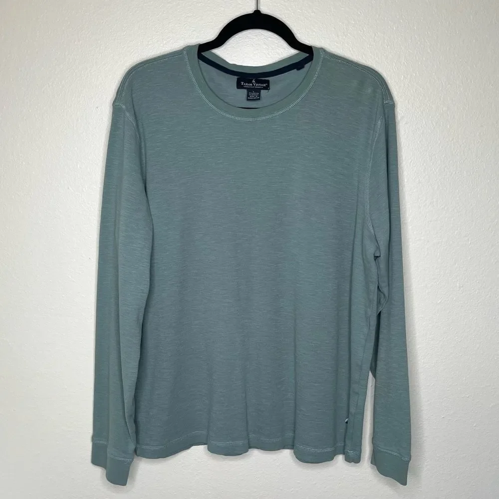 Tailor Vintage Round Neck Long Sleeve Performance Airotec Green Shirt Men Large
